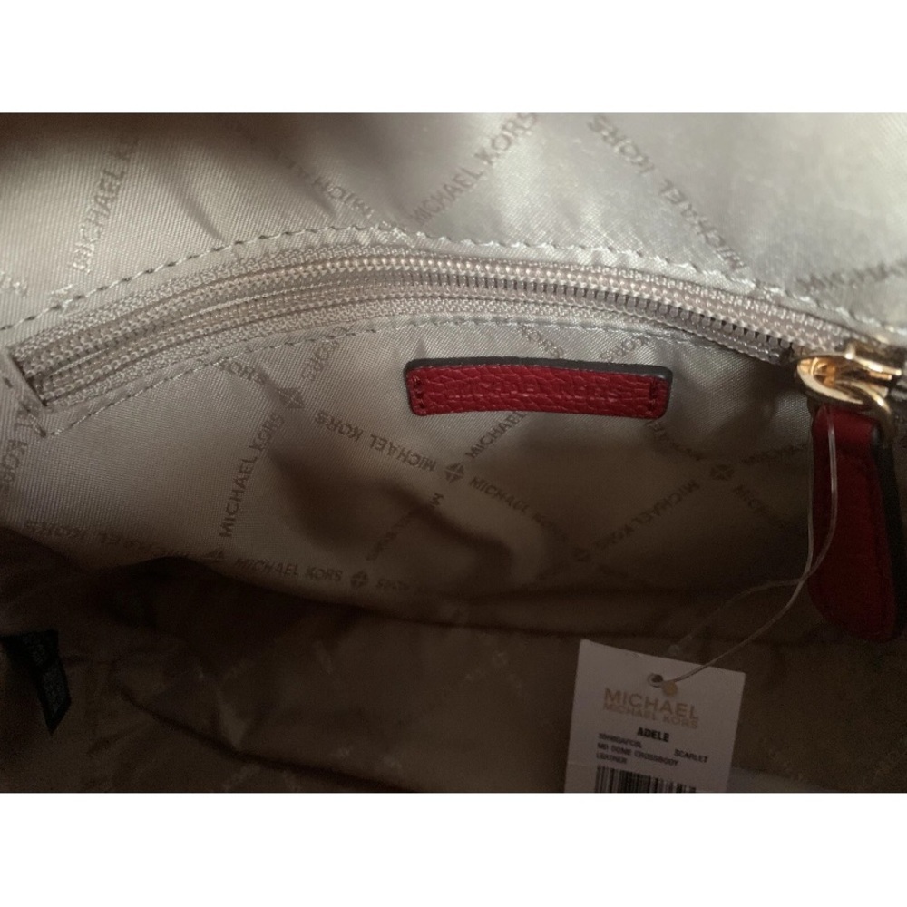 Michael Kors Sz Medium Scarlet Red Bag Adele Dome Crossbody NWT - Picture 10 of 11